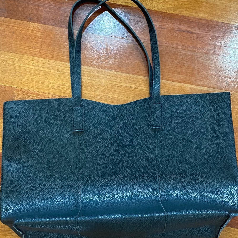 Macy's Black Faux Leather Tote Bag